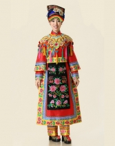 热卖羌族表演服 羌族手工刺绣女士服装 民族生活接待舞台服