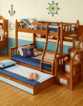 作木坊 儿童床 实木高低床上下床1.35米床母子男女孩单人橡胶木卧室家具套装组合A903 上下床(不