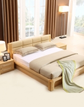 A家家具 床 实木床1.5米1.8米双人床简约软包皮床 床+床垫*1 框架床(1800mm*2000