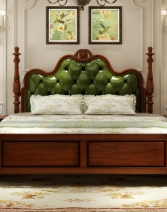 贝黎诗  实木双人床 美式纯全实木桦木高箱储物床1.8米 欧式法式床卧室家具 100%全实木8820
