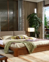 A家家具 实木双人床 卧室家具套装 韵彩咖啡橡木1.8米 1.8床+(送床头柜*1)